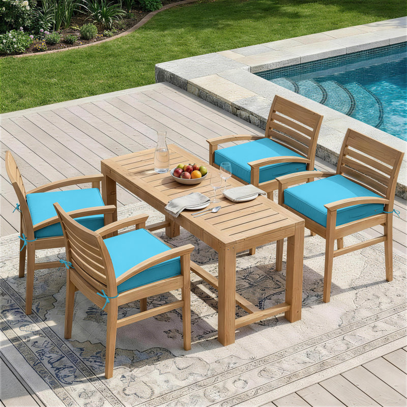 Outdoor 4'' Non-Slip Patio Chair Cushion Cover With Portable Carry Handle., 4", 19" W x 19" D, Aqua Blue