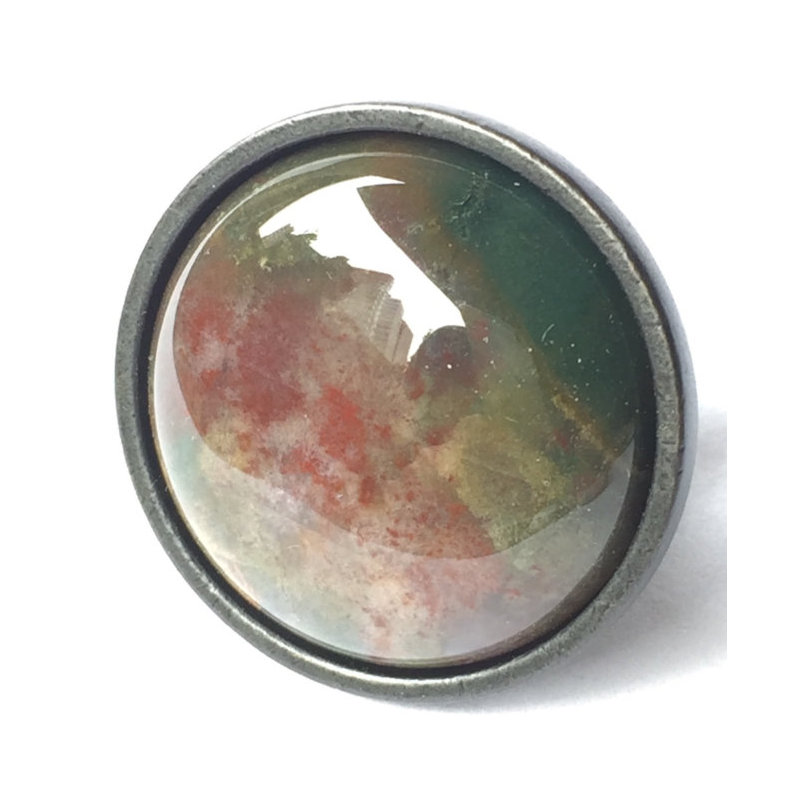 Mushroom Knob, Satin Nickel/Green/Red