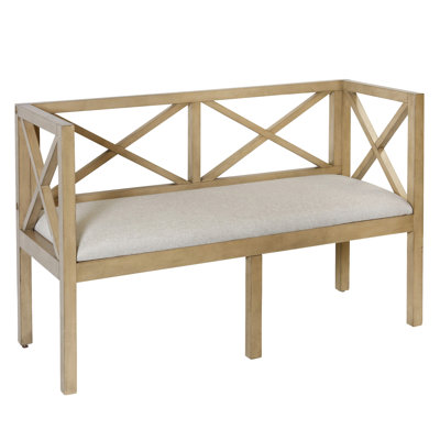 Veleda - Banc en bois - Brun clair - Tissu taupe