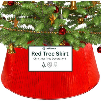 Jupe d'arbre rouge rustique, jupe d'arbre de Noël de style campagnard, housse de support d'arbre de Noël pour arbres réels et artificiels, anneau d'arbre décoratif, décoration de Noël, collier d'arbre de Noël en métal