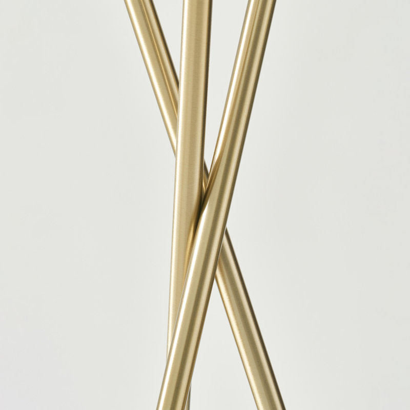 Lampe sur pied à DEL écoénergétique moderne de 60 po avec abat-jour tambour brun clair Jaxon, Laiton antique, Blanc