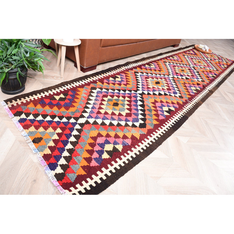 Tapis turc tissé à la main avec motif géométrique vibrant pour un décor intérieur unique et tapis de style bohémien sans dimensions