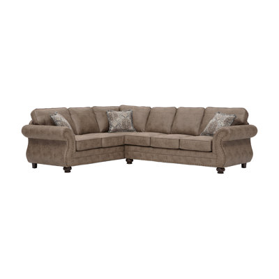 Canapé modulaire en similicuir 2 pièces avec garniture cloutée - Jetson Ginger