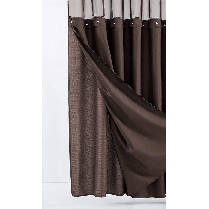 Ensemble de rideau de douche 2 pièces, Brun