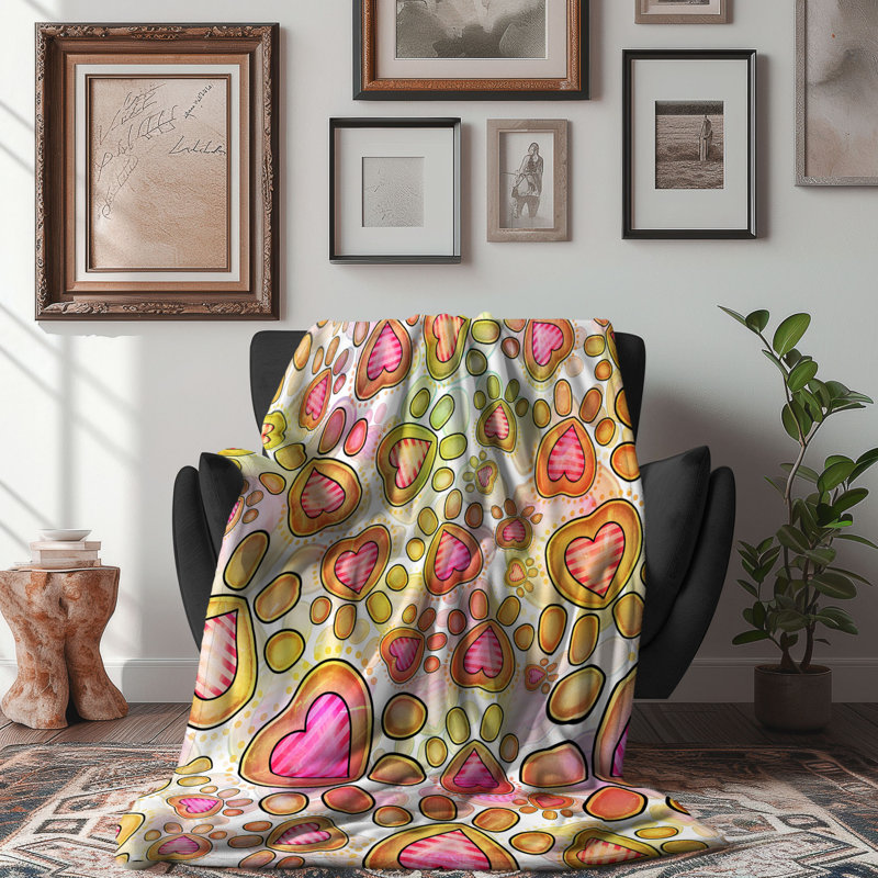 Motif Groovy - 1 pièce Sherpa Premium, Lit simple, Imprimé animal rose / vert / jaune