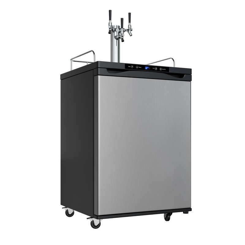 EdgeStar 5.6 Cubic Feet Triple Tap Freestanding Kegerator with Adjustable Temperature, Stainless Steel
