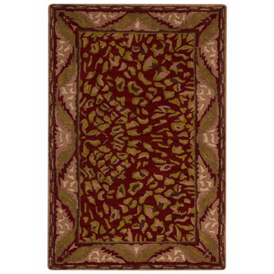 Tapis Beier en laine écologique tufté à la main – 152 x 244 cm, rectangulaire | Motif oriental classique rouge et beige | Tapis épais antidérapant à poils longs, fait à la main