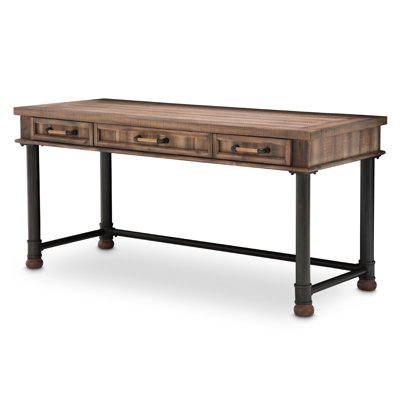 Solid Wood Steel Writing Desk