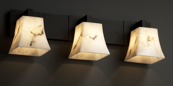 Éclairage modulaire pour meuble-lavabo 3 lumières LumenAria, Carré avec rebord plat, Nickel