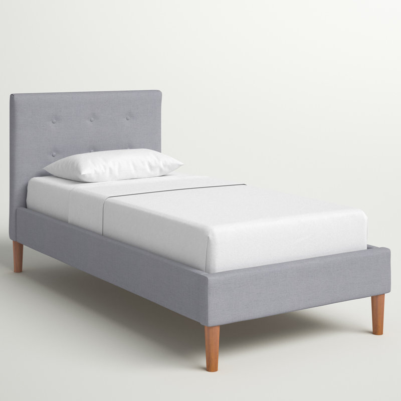 Jessamine Upholstered Bed, Single (3'), No Mattress, Grey