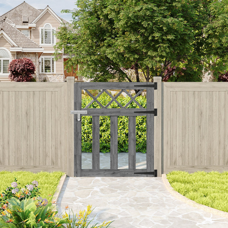 Solid Wood Gate, 90cmH x 76cmW x 3cmD, Grey