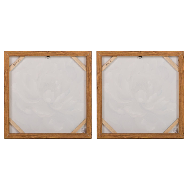 Flowers 80% Hand Painted Set 2 Canvas 60X4X60 Cm - 2 Piece Wrapped Canvas Print Set