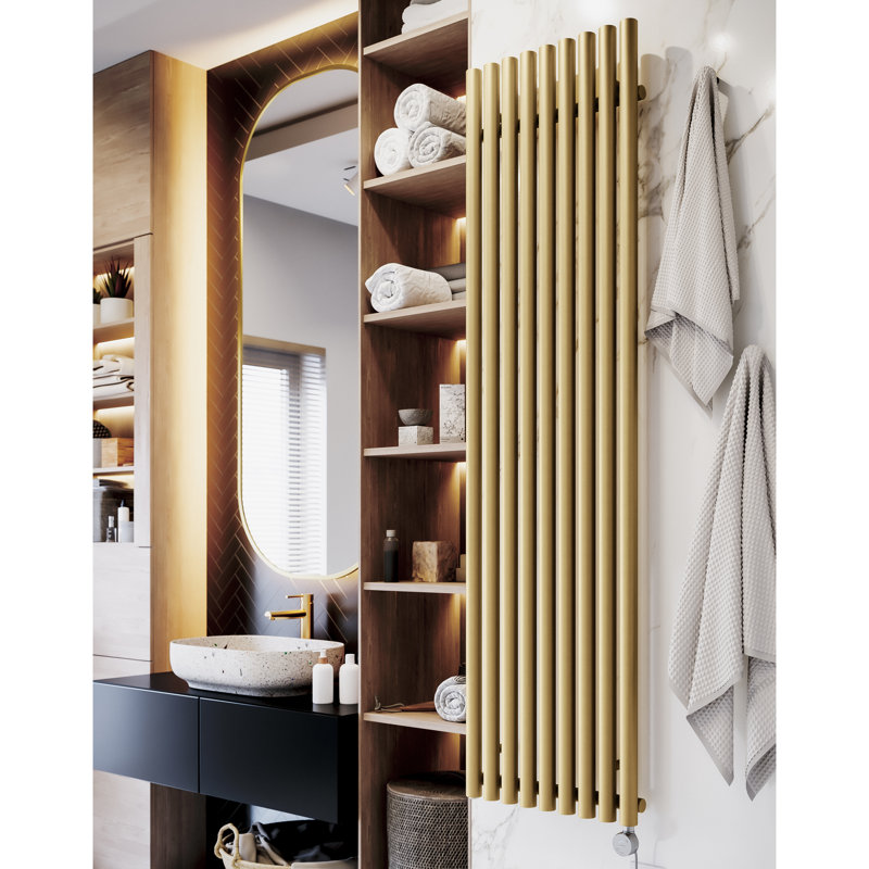 Rolo Room E Electric Radiator, Brass, 180cm H  x 48cm W x 9.6cm D