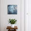 Wall mounted key box, Opens to the right, 30x30x5, White, Fluid abstract patterns in shades of navy blue, 