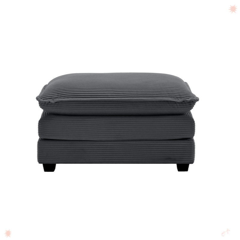 Ottoman Footstool In Corduroy Fabric For Sofa, Gray