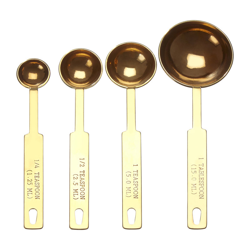 Dillard 4-Piece Stainless Steel Measuring Cup Set, Gold, 3cm H x 14cm W x 5cm D
