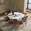 Ensemble de salle à manger moderne 5/7 pièces, Drumgurlands rond pré-assemblé, cuisine de table en pierre frittée Drumgurland avec chaises rembourrées-893103927-978026446-978026481