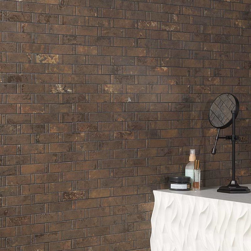 Portrait 1x3 Weave Matte Porcelain Mosaic Tile, Copper