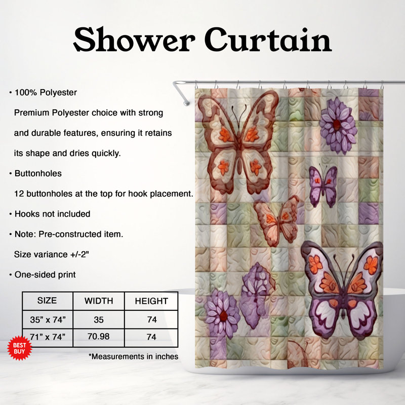 Keywanna Patchwork Shower Curtain, 74"H x 71"W
