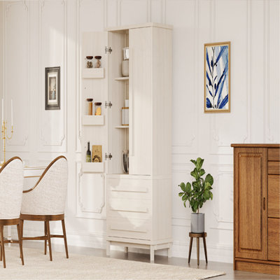 70" Kitchen Pantry Cabinet with 2 Cabinet Shelves,Luxurious Wooden Cupboard with 6 Door Shelves and 3 Drawers for Kitchen, Dining Room