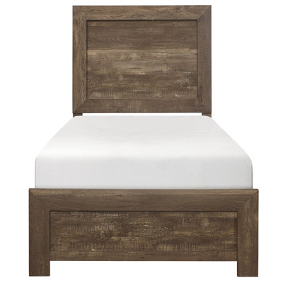 Rustic Brown Finish Twin Bed - Headboard, And Rails For Bedroom Place Wood Engineered Furniture Piece