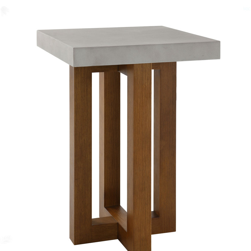 Table de bout en faux béton et finition noyer en keven