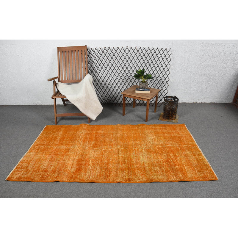 Tapis moderne, tapis antique orange, tapis frais, tapis rétro, tapis 3,7 x 6,8 pi, tapis bohème, tapis turc