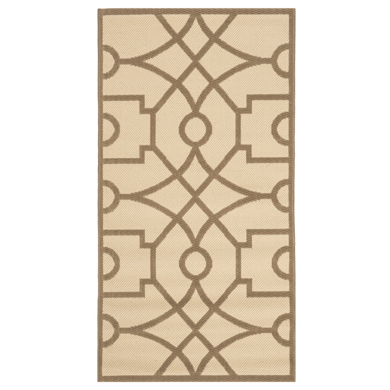 Tapis géométrique beige foncé, Rectangle 2 pi 7 po x 5 pi