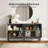Modern 4-Door Buffet Cabinet with Diamond-Carved Doors, Adjustable Shelves Accent Sideboard for Living Room, Dining & Entryway