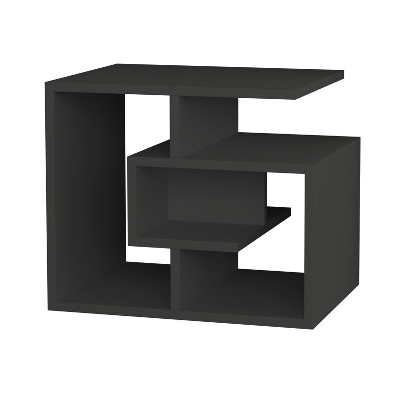 Labirent Modern 4-Tier Side Table with Ample Storage, Anthracite