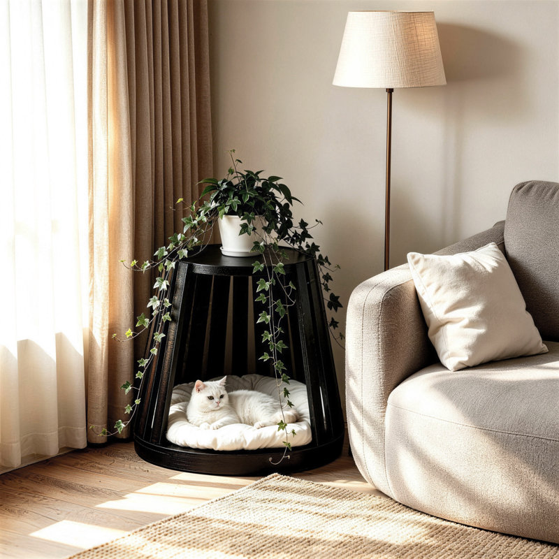 Table de bout pour chat 2 en 1 avec coussin amovible