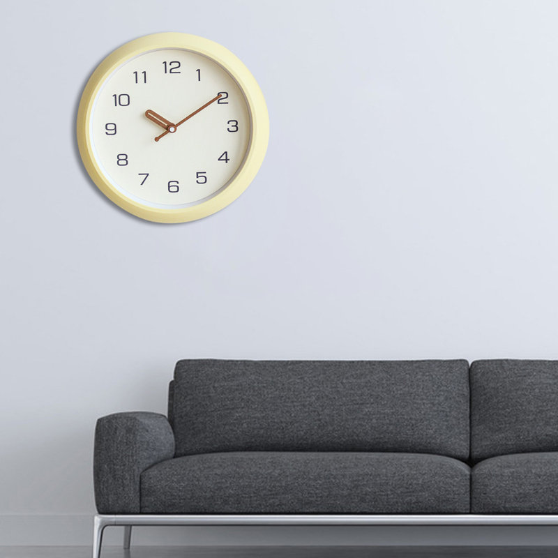 Horloge murale décorative à quartz silencieux de 30 cm (12 pouces), ronde, facile à lire, à piles, beige. Fonctionne sans tic-tac. Parfait pour la maison, le bureau ou l'école.