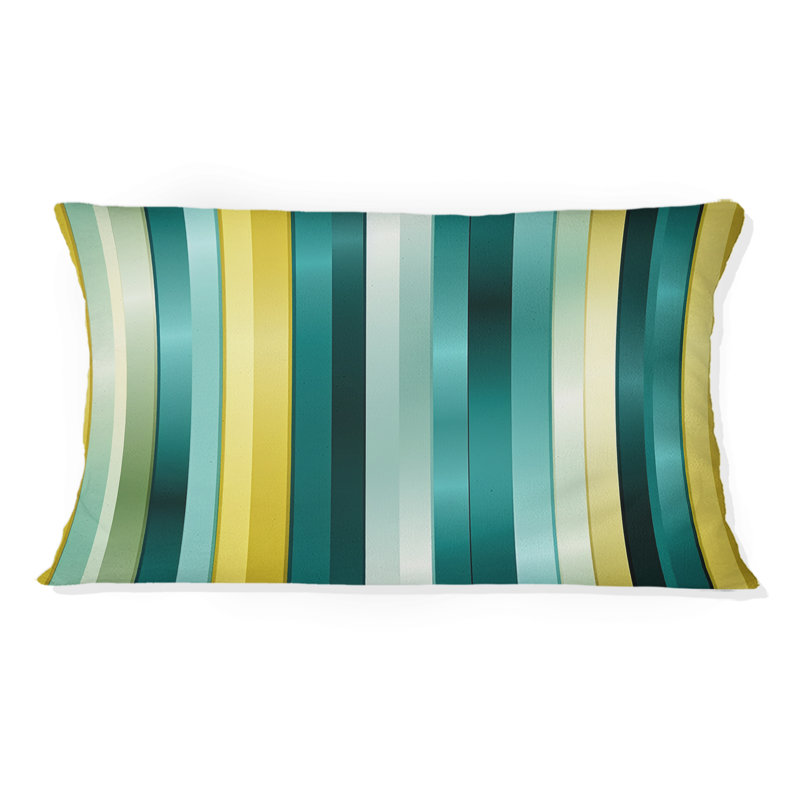 Coussin décoratif à rayures vertes et jaunes Harmony