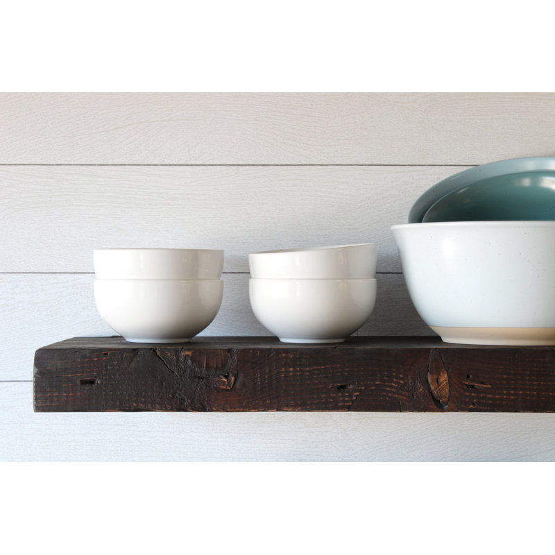 Reclaimed Barn Joist Deep Floating Shelves with Low Profile Brackets, Rustic Brown, 2.5" H x 36" W x 11" D