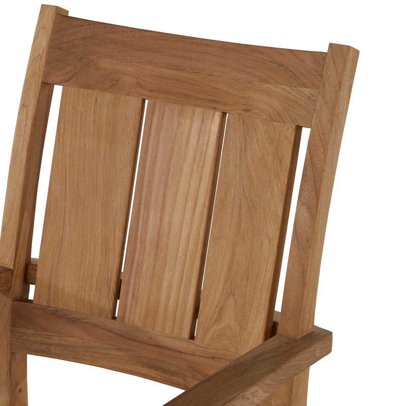 Croquet Teak Patio Dining Armchair with Cushions, Rollo Lace, Welt, Natural Teak