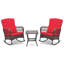 Ensemble de chaises berçantes d'extérieur en osier avec table basse double 3 pièces-1285816277