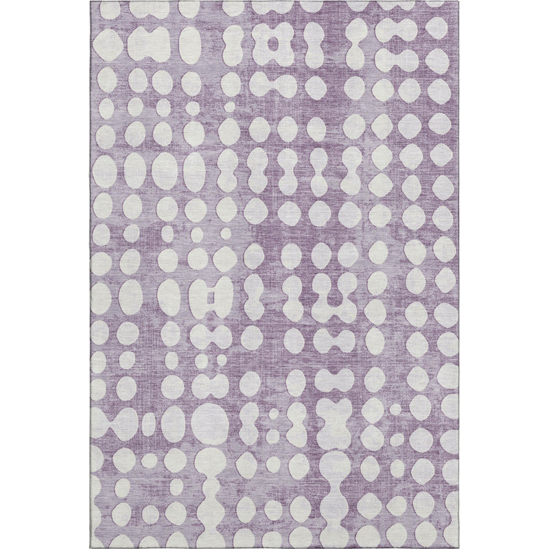Tapis mauve de qualité supérieure lavable à la machine Prisco, Rectangulaire 3 pi x 5 pi