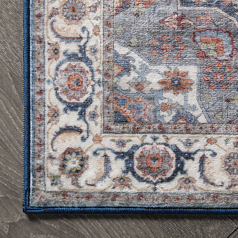 Aliyeh Dream Mink Printed Chenille Rugs, Blue, 5'3" x 7'5"