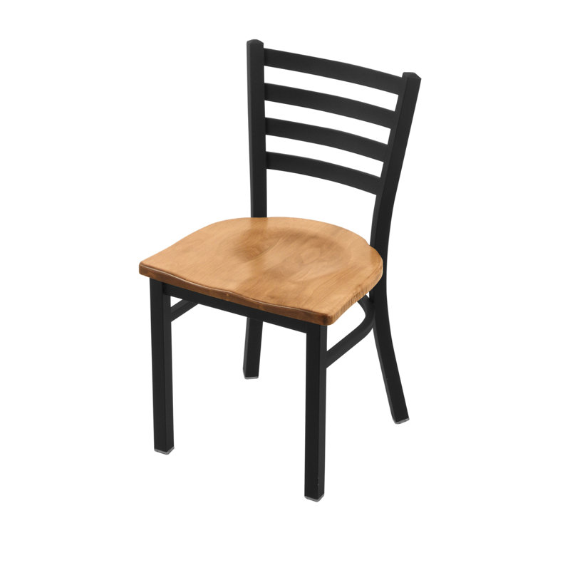 Jackie Side Chair, Black Wrinkle, Wood-Medium Maple