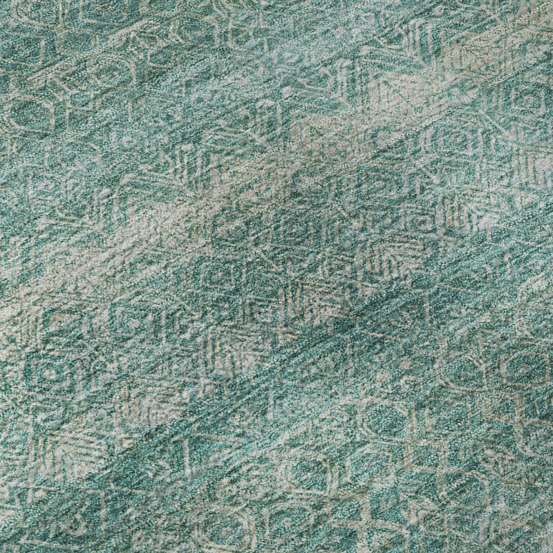 Premium Machine Washable Mayfield AMF2105 Striped Rug, Teal, 2'6" x 3'10"