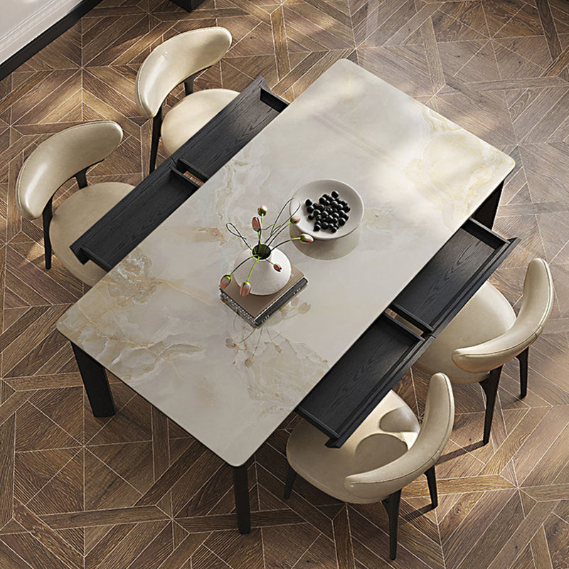 French luxury style rectangular dining table sets, 29.53"H x 55.12"L x 31.5"W