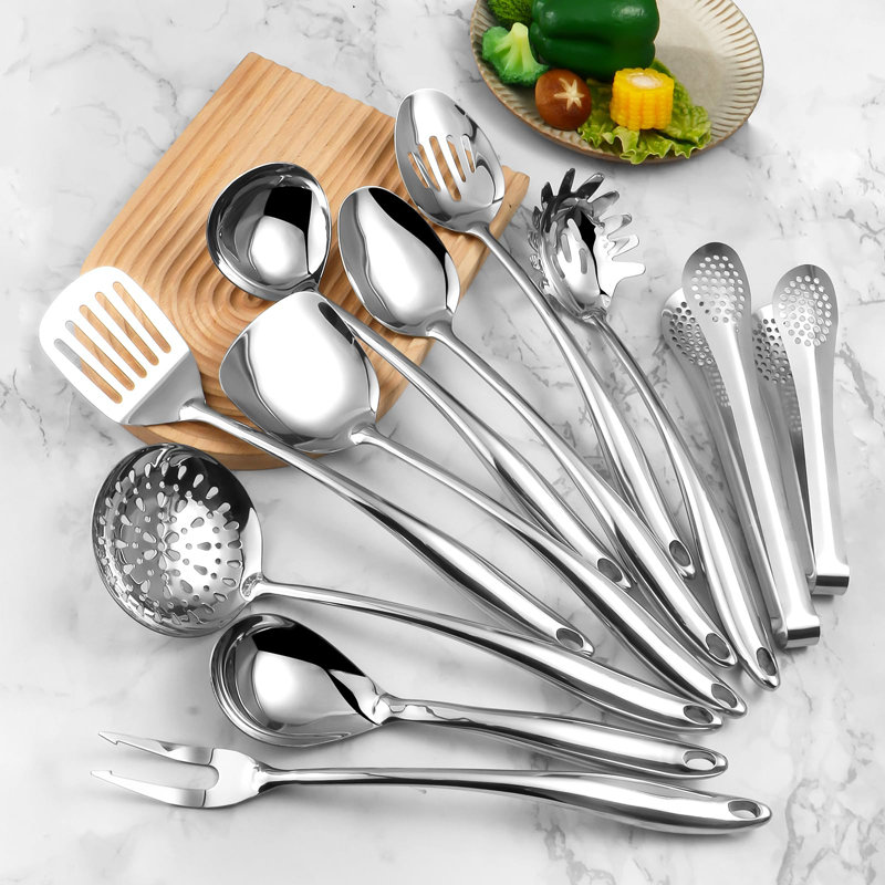 11-Piece Stainless Steel Long Handle Cooking Utensil Set