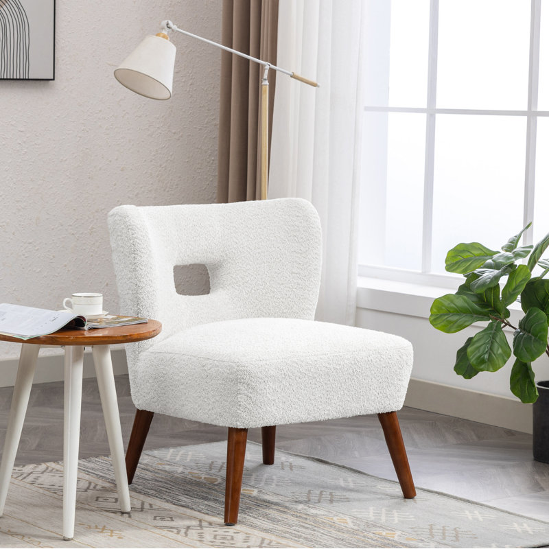 Fauteuil de chambre en sherpa Arimantas, Mélange de polyester blanc
