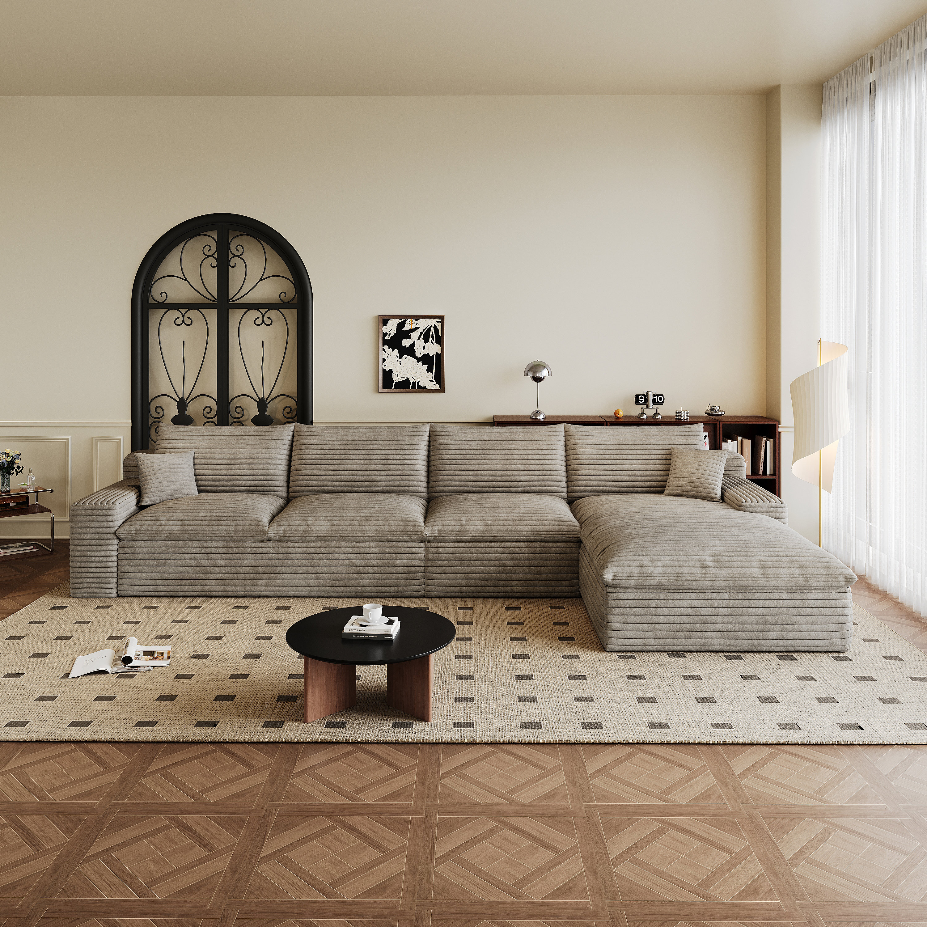 Mercer41 135 Inch Cloud Sectional Couch,Modern Modular Sectional Sofa ...