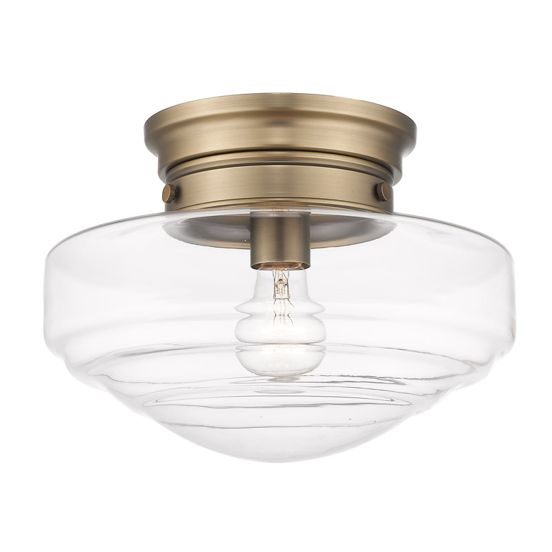 Melora Glass Semi Flush Mount, Clear Glass, Modern Brass