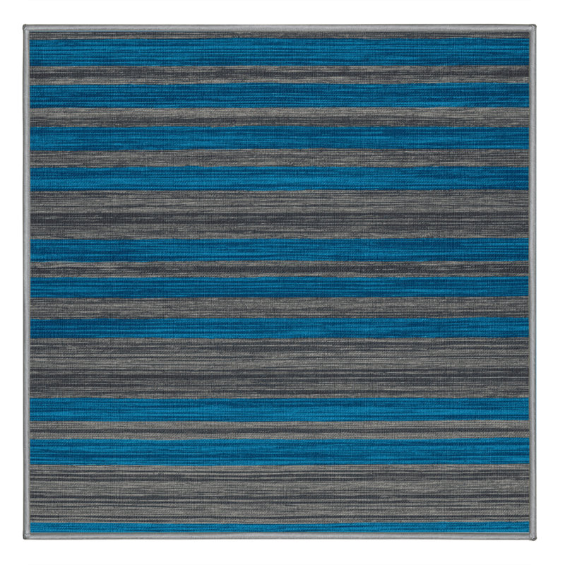 Tapis gris à rayures horizontales lavable à la machine, Carré 4 pi