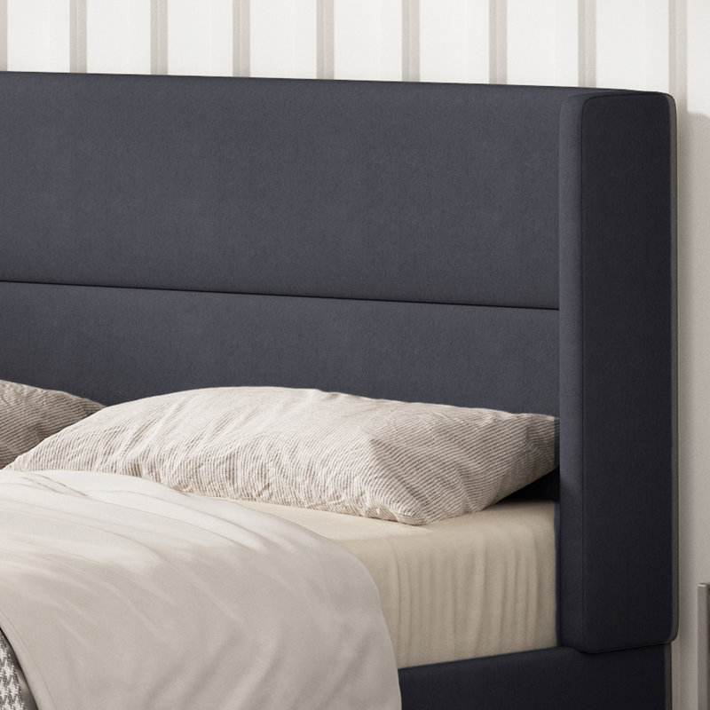 Moss Green Queen Upholstered Platform Bed with Storage