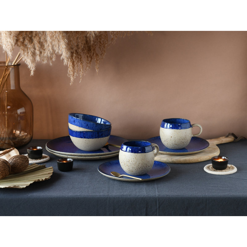 Deep Blue Sea 8 Piece Dinnerware Set, Service For 2