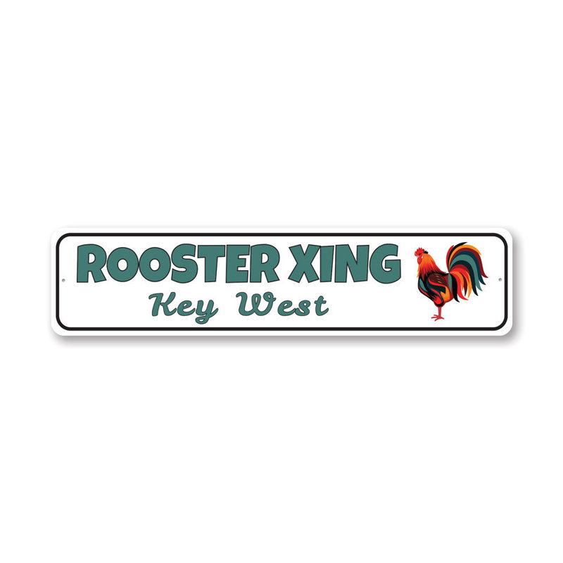 Enseigne coq en aluminium Keywest Crossing, H 4 po x l 18 po x P 0,04 po