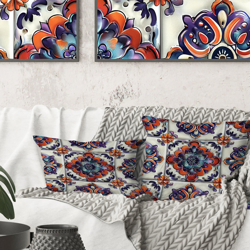 Coussin Boho Chic Tiles - Mauve, H 16 po x l 16 po